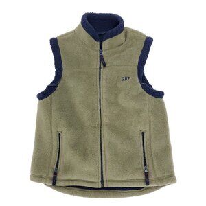 Gap Fleece Vest Boys Approx. M/L Green Pockets Full Zip Mock Neck Sleeveless